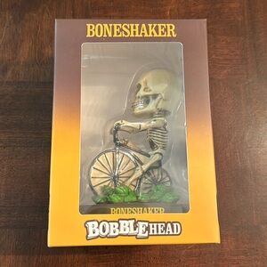Boneshaker Skeleton on Bicycle Bobble Head Bobblehead Halloween Bar Decor